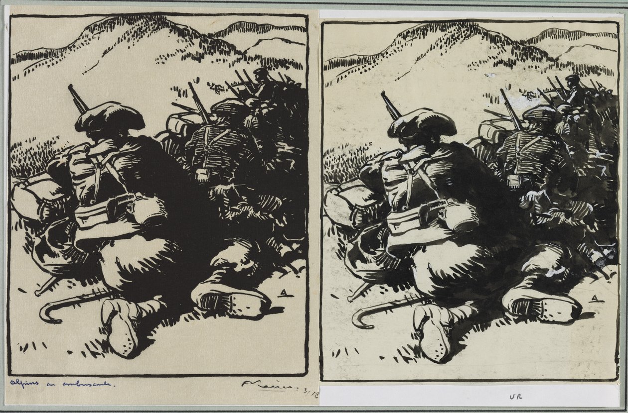 Alpler pusuda, 1914. by Auguste Louis Lepère