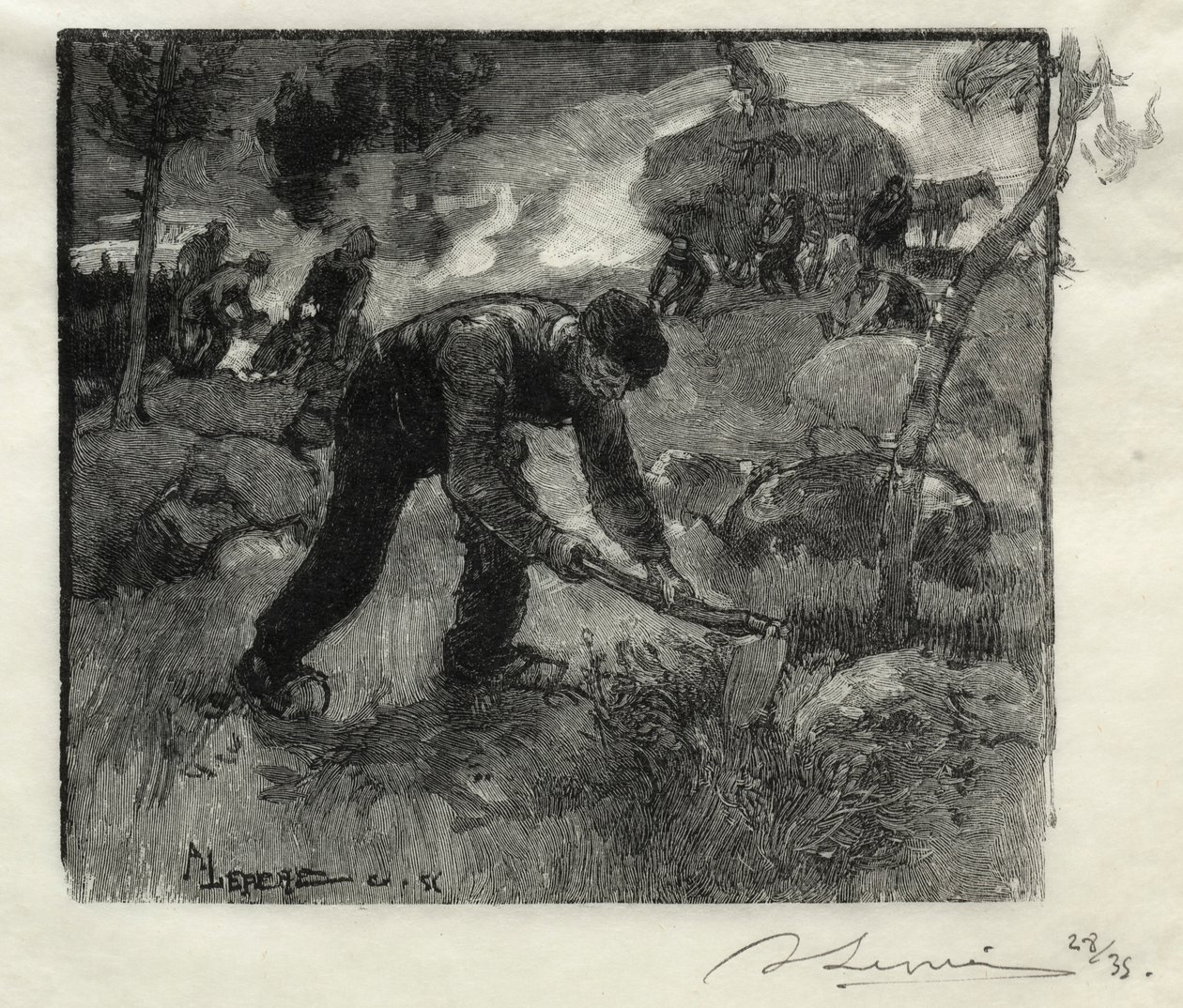 Heather kazıcılar, 1887. by Auguste Louis Lepère