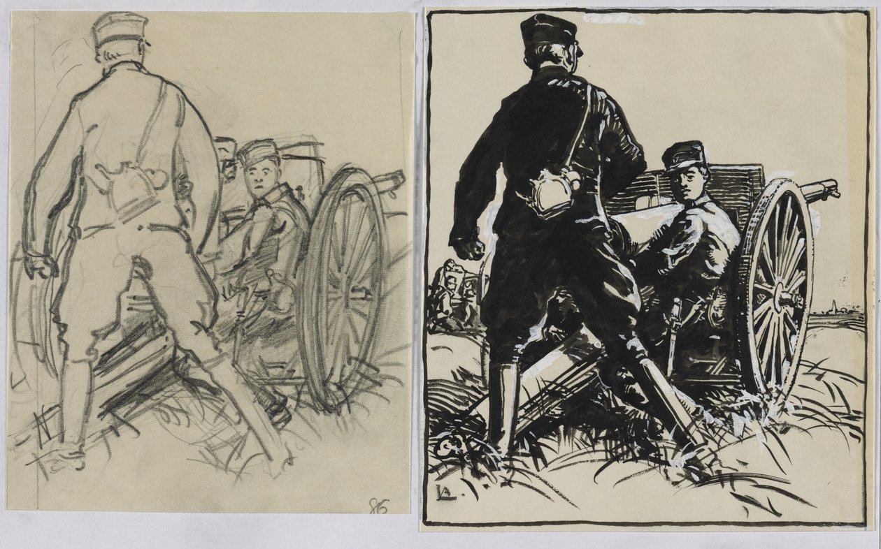 Belçikalı topçular, 1914. by Auguste Louis Lepère