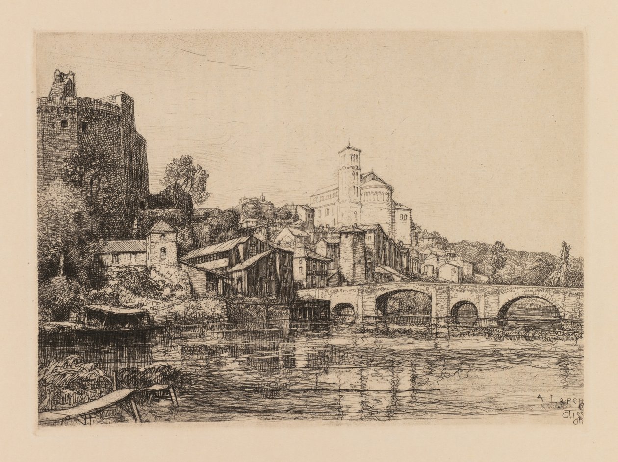Auguste Lepère: Clisson Loire-Maritime, 1909. by Auguste Louis Lepère