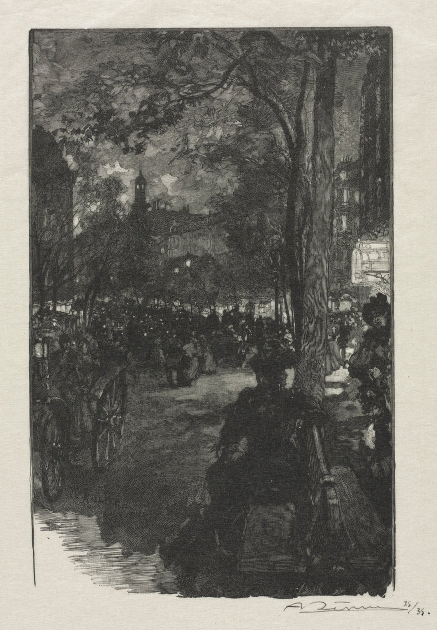 Boulevard Montmartre, Akşam, 1890. by Auguste Louis Lepère