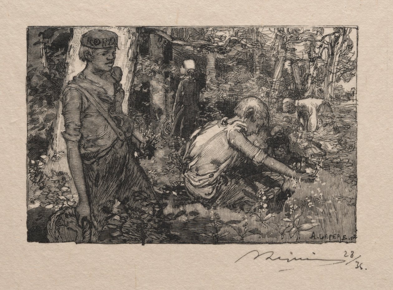 Vadideki zambak toplamak. by Auguste Louis Lepère