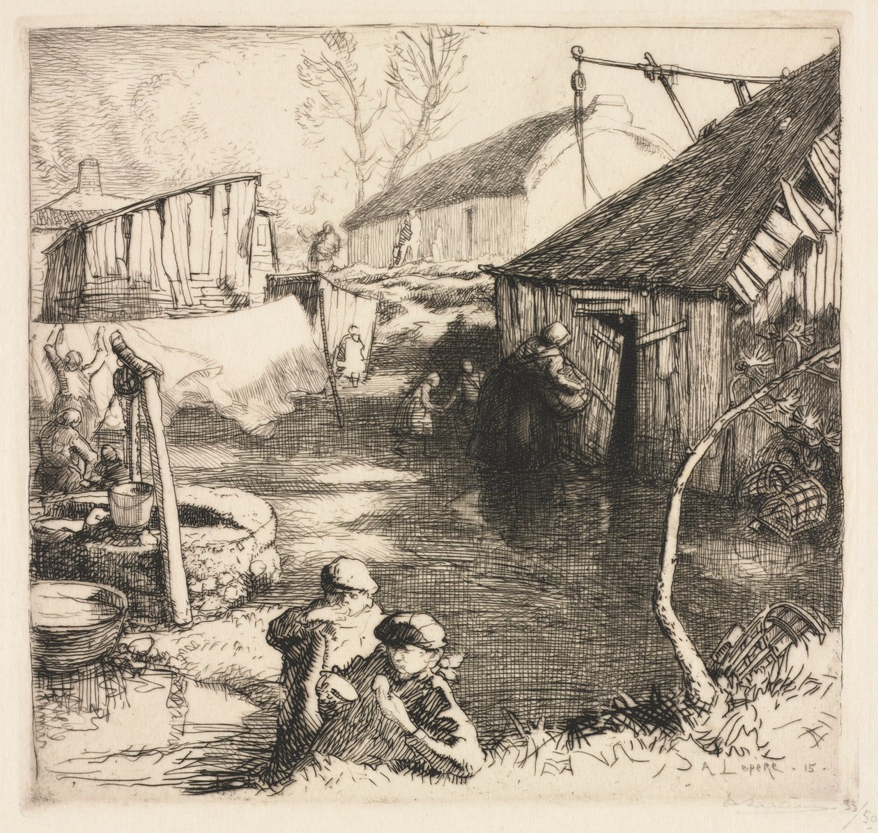 Balıkçılar Mahallesi Saint-Jean-de-Monts, 1915. by Auguste Louis Lepère