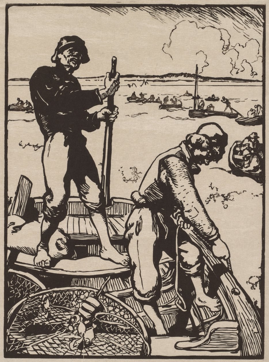 Karides için Balık Tutma. by Auguste Louis Lepère