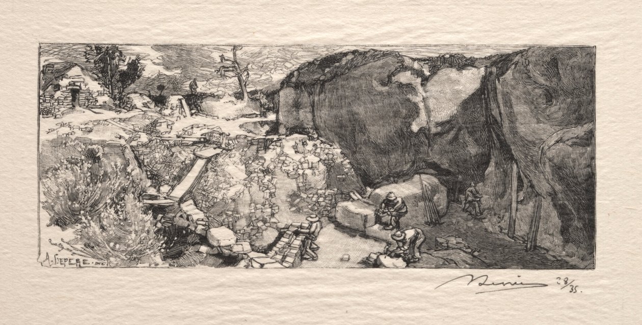 Kumtaşı Ocağı, 1890. by Auguste Louis Lepère