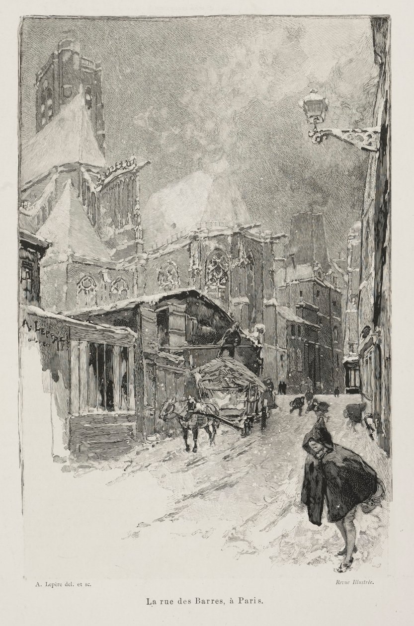 Rue des Barres, Paris. by Auguste Louis Lepère