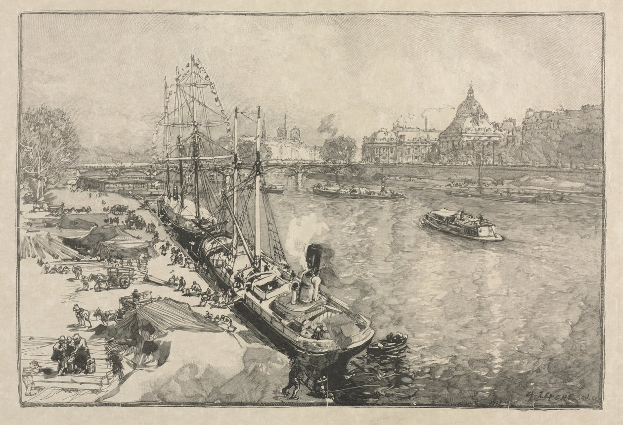 [Rıhtımda Büyük Vapur Gemisi, Paris] by Auguste Louis Lepère