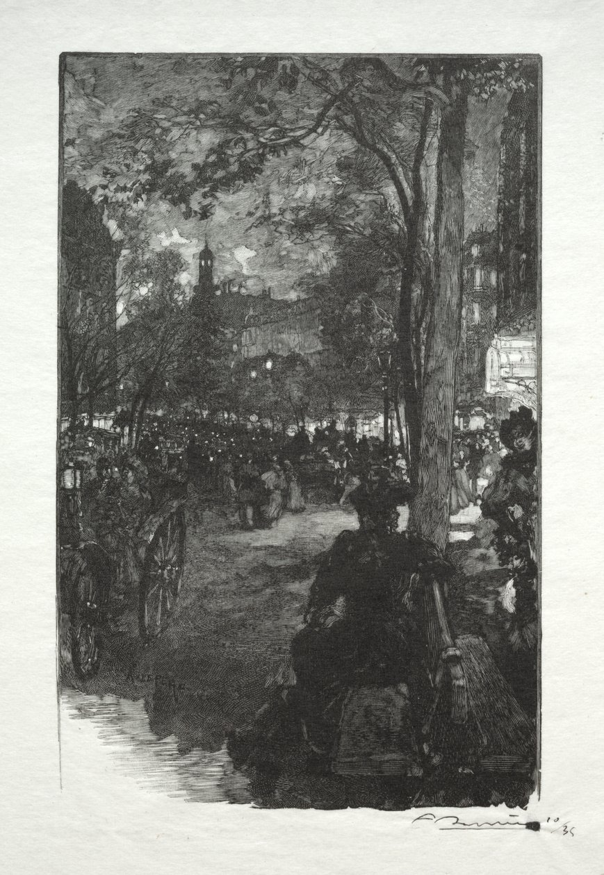 Boulevard Montmartre, Akşam by Auguste Louis Lepère