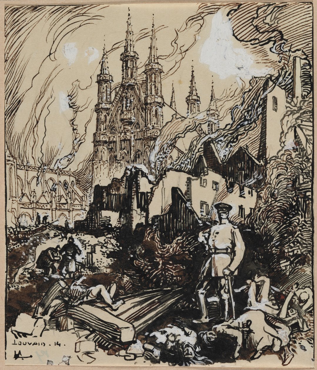 Louvain, 1914. by Auguste Louis Lepère
