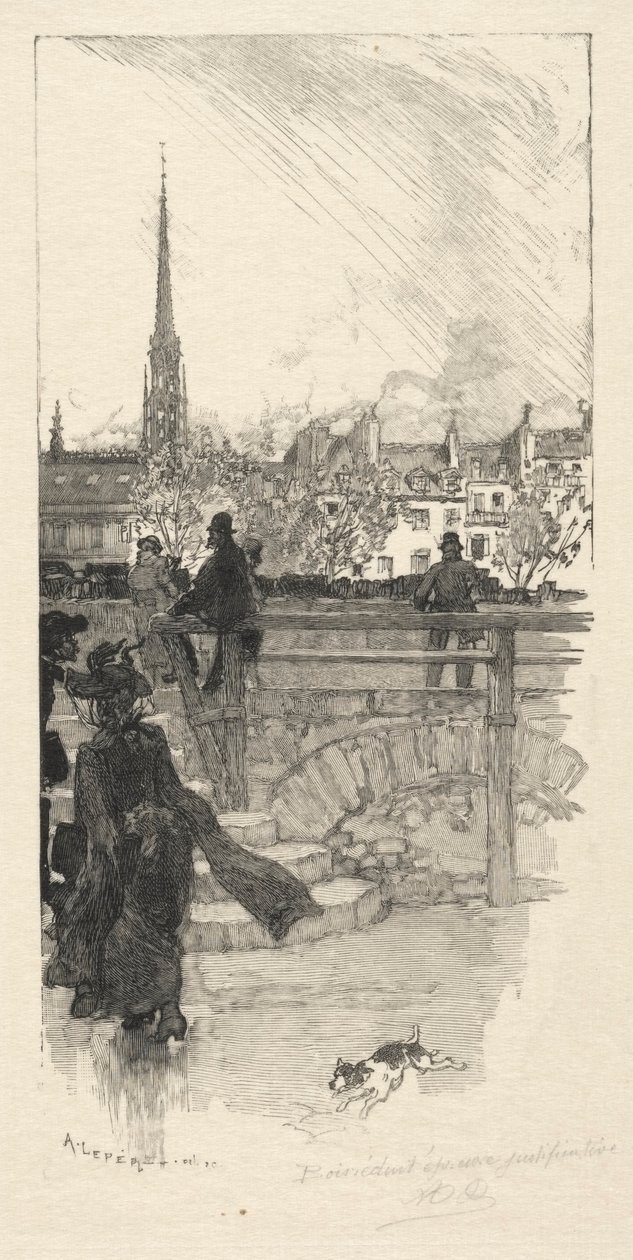 Quai des Grands Augustins, Paris. by Auguste Louis Lepère