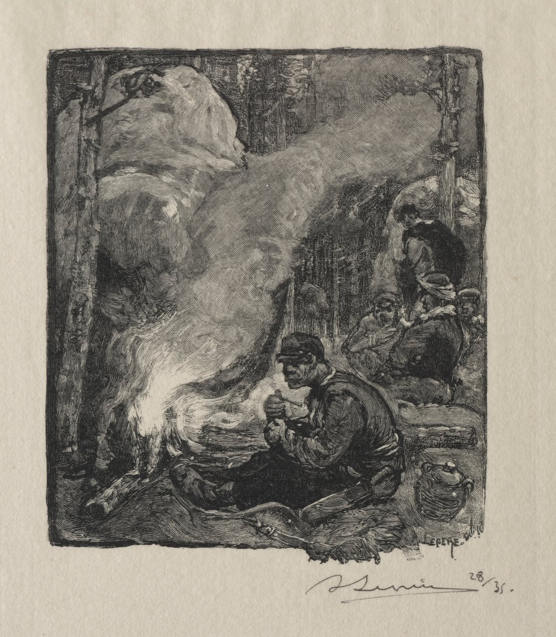 Oduncuların Yemeği, 1887. by Auguste Louis Lepère