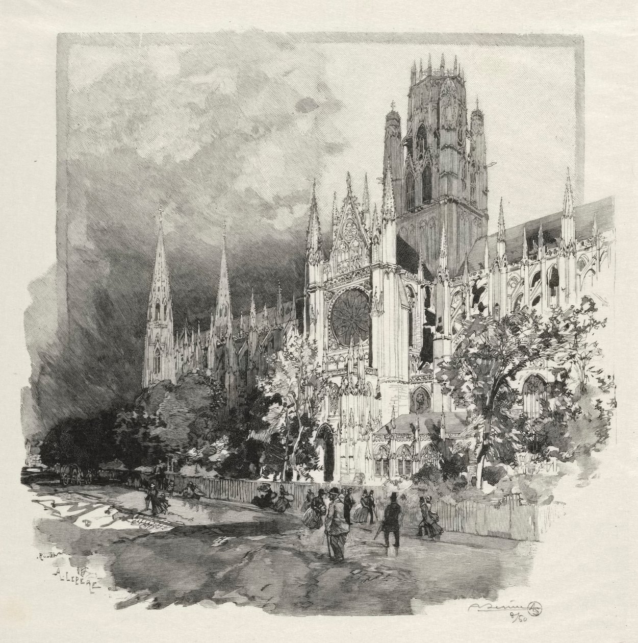 Resimli Rouen: Saint Ouen Kilisesi by Auguste Louis Lepère