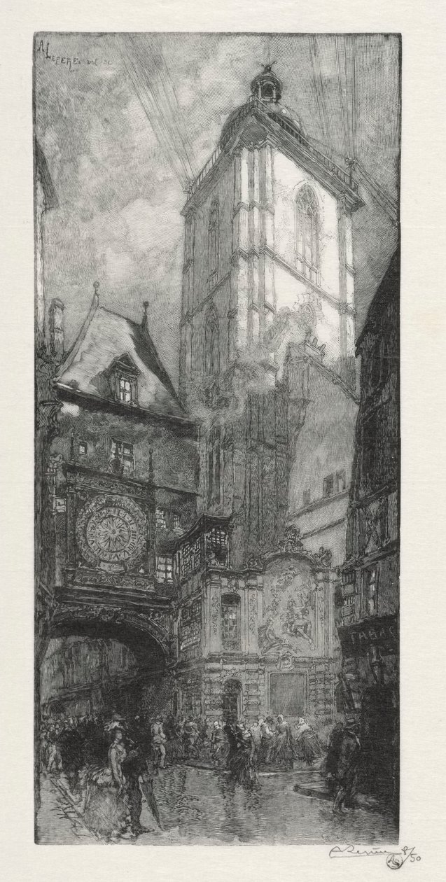 Resimli Rouen: Büyük Saat by Auguste Louis Lepère