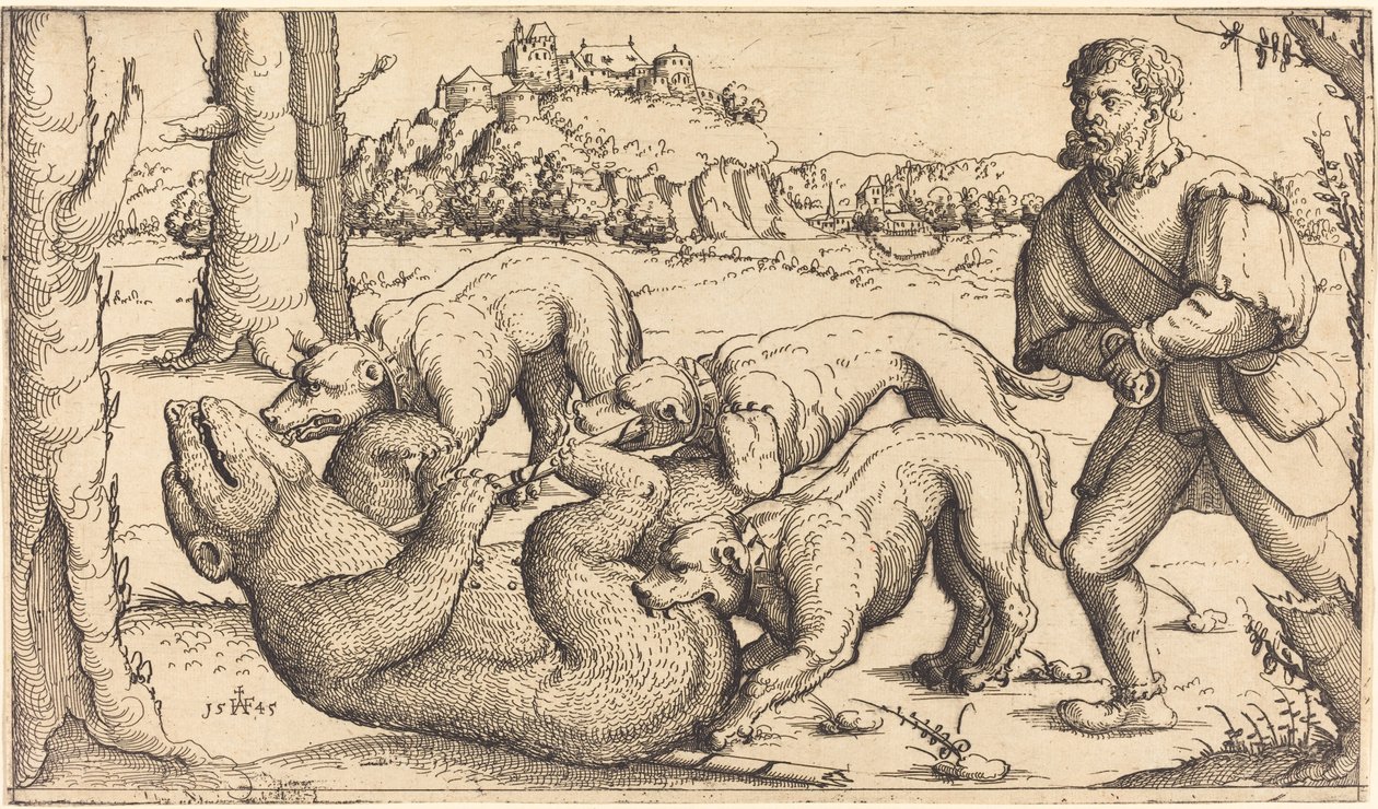 Ayı Avı, 1545. by Augustin Hirschvogel