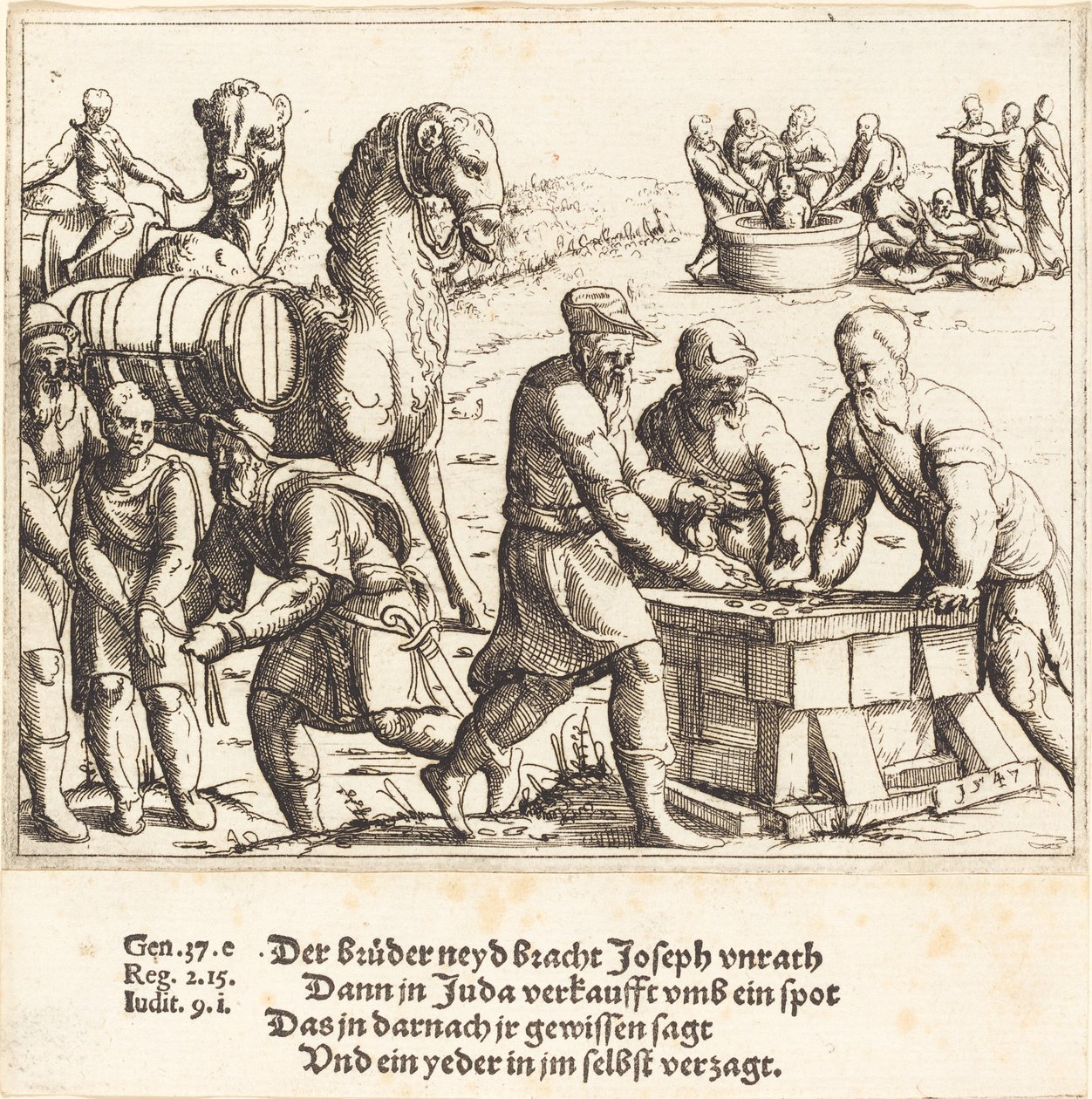 Yusuf, İsmailoğullarına Satıldı, 1547. by Augustin Hirschvogel