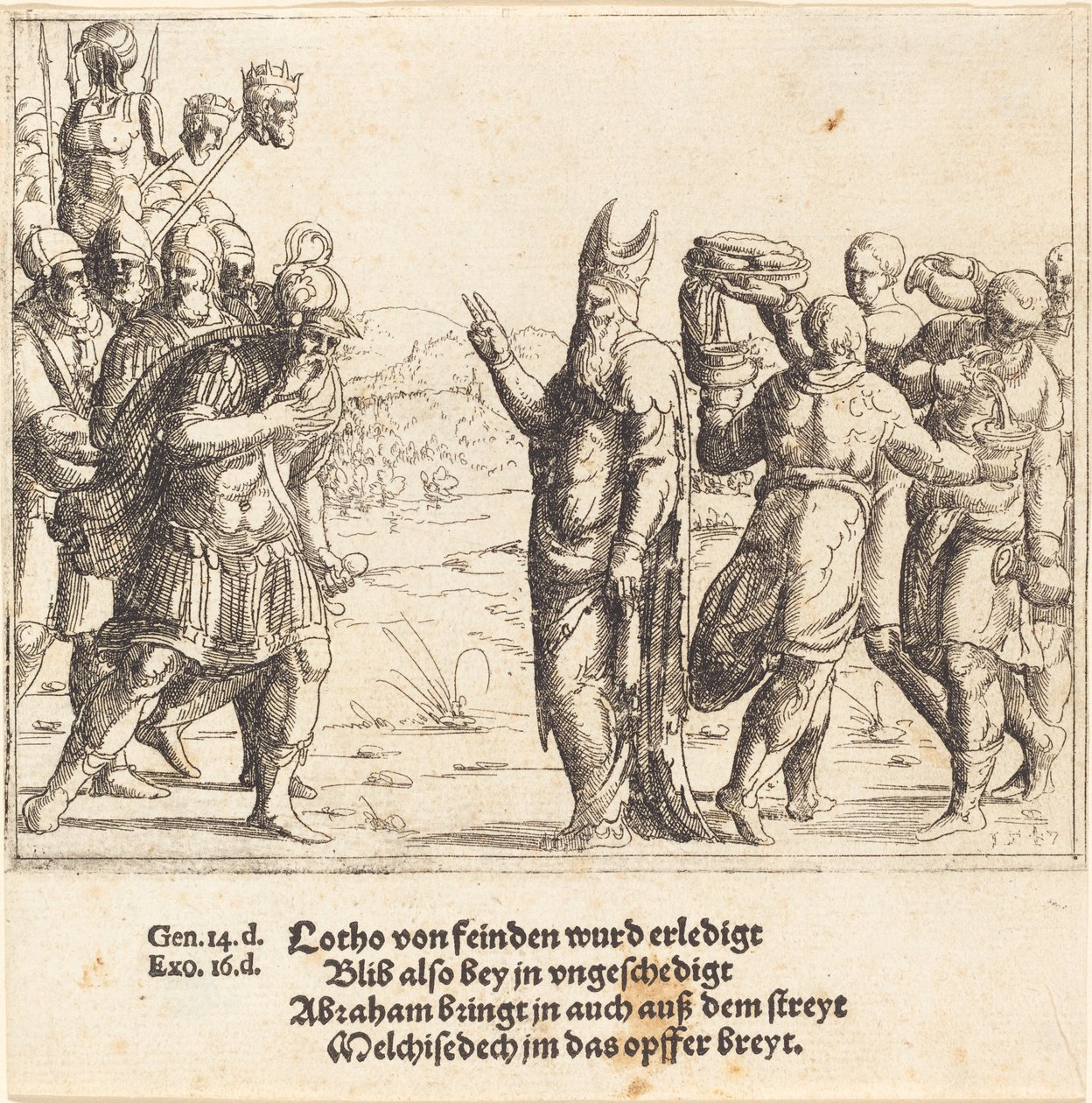 Ekmek ve Şarap ile Melchizedek, 1547. by Augustin Hirschvogel
