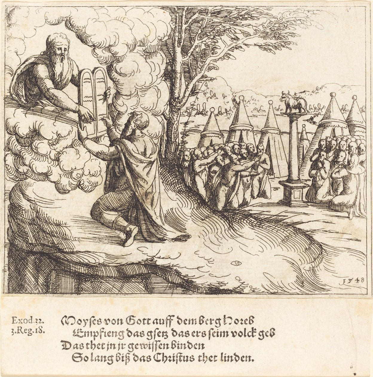 Musa Tabletleri Alırken, 1548. by Augustin Hirschvogel