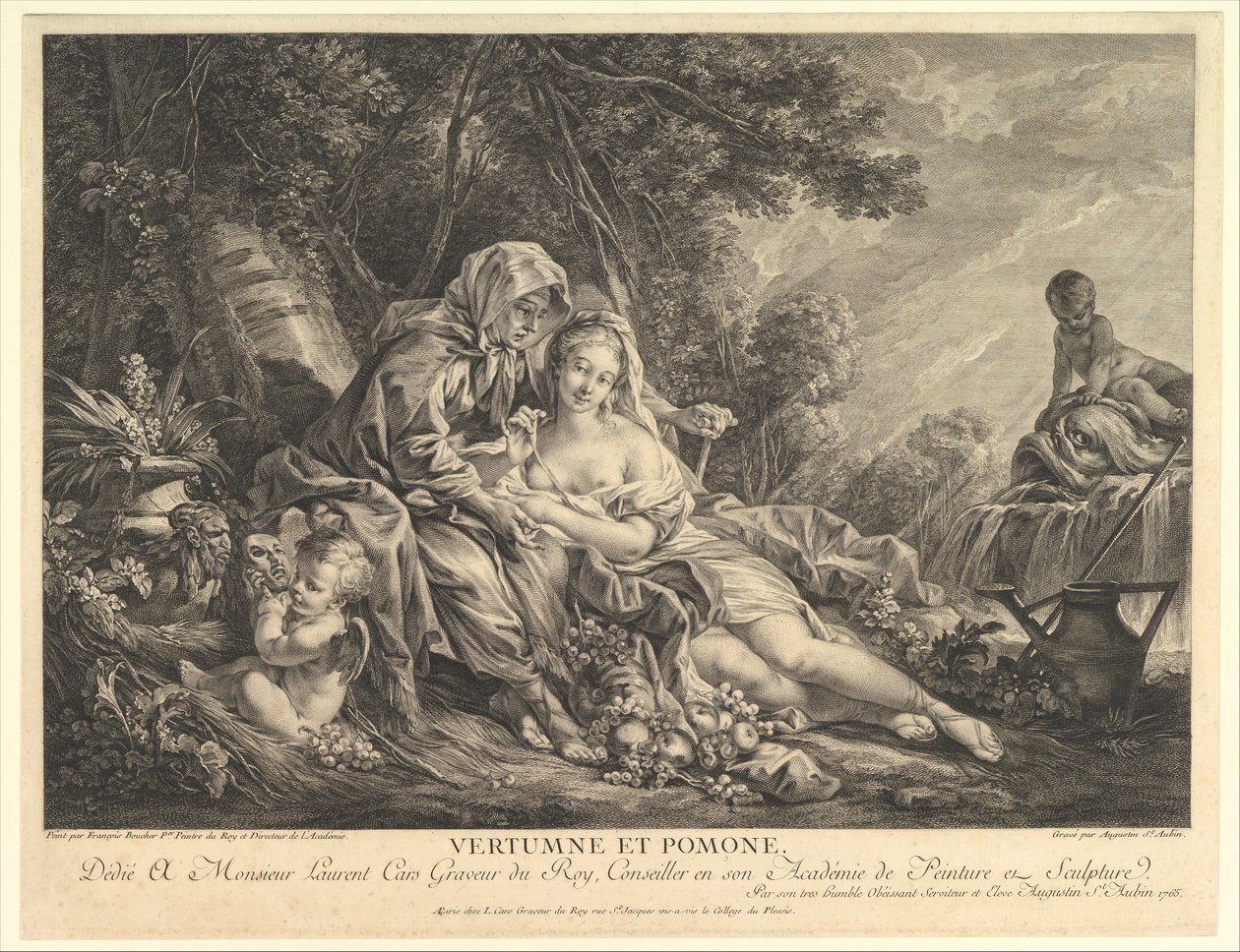 Vertumnus ve Pomona, 1765. by Augustin de Saint Aubin