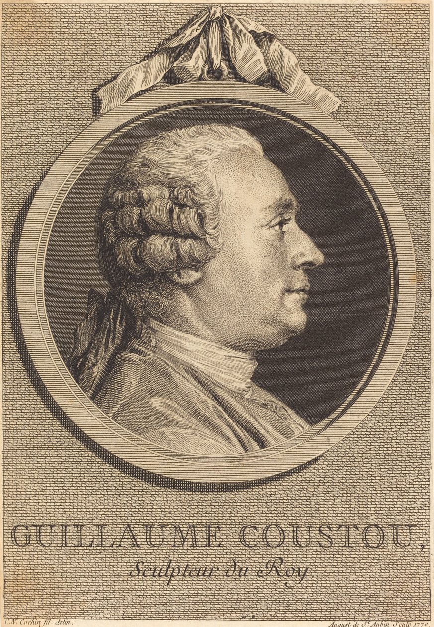 Guillaume Coustou by Augustin de Saint Aubin after Charles Nicolas Cochin II