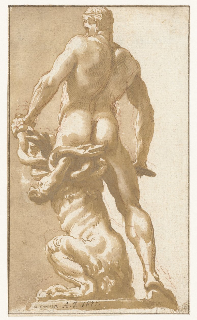 Herkül, Lerna'nın Hydra'sını öldürür by Augustinus Terwesten (I)