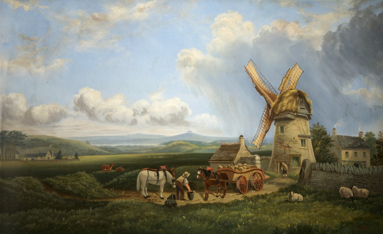 Kearsey'nin Yel Değirmeni, Minchinhampton Common, Gloucestershire by Augustus Turner