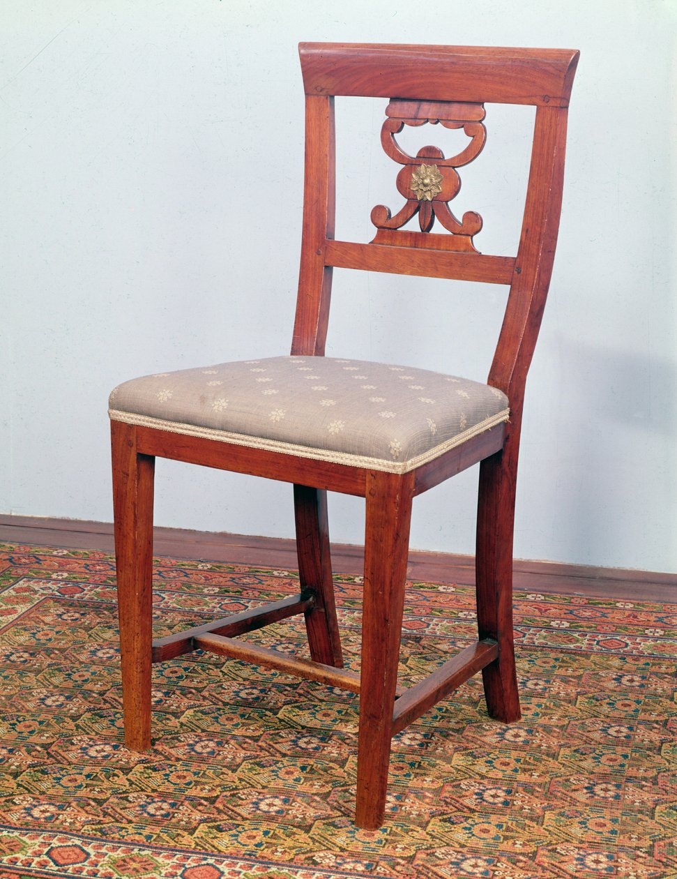 Sandalye, Biedermeier stili, c.1820 (pirinç yuvalı meyve ağacı) by Austrian School