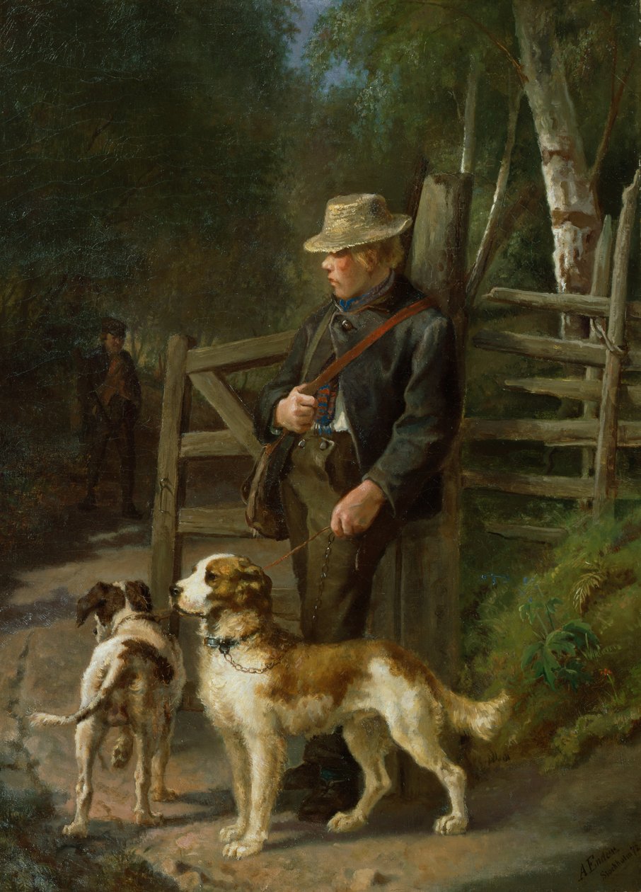 Spor köpekleri olan çocuk by Axel Hjalmar Ender