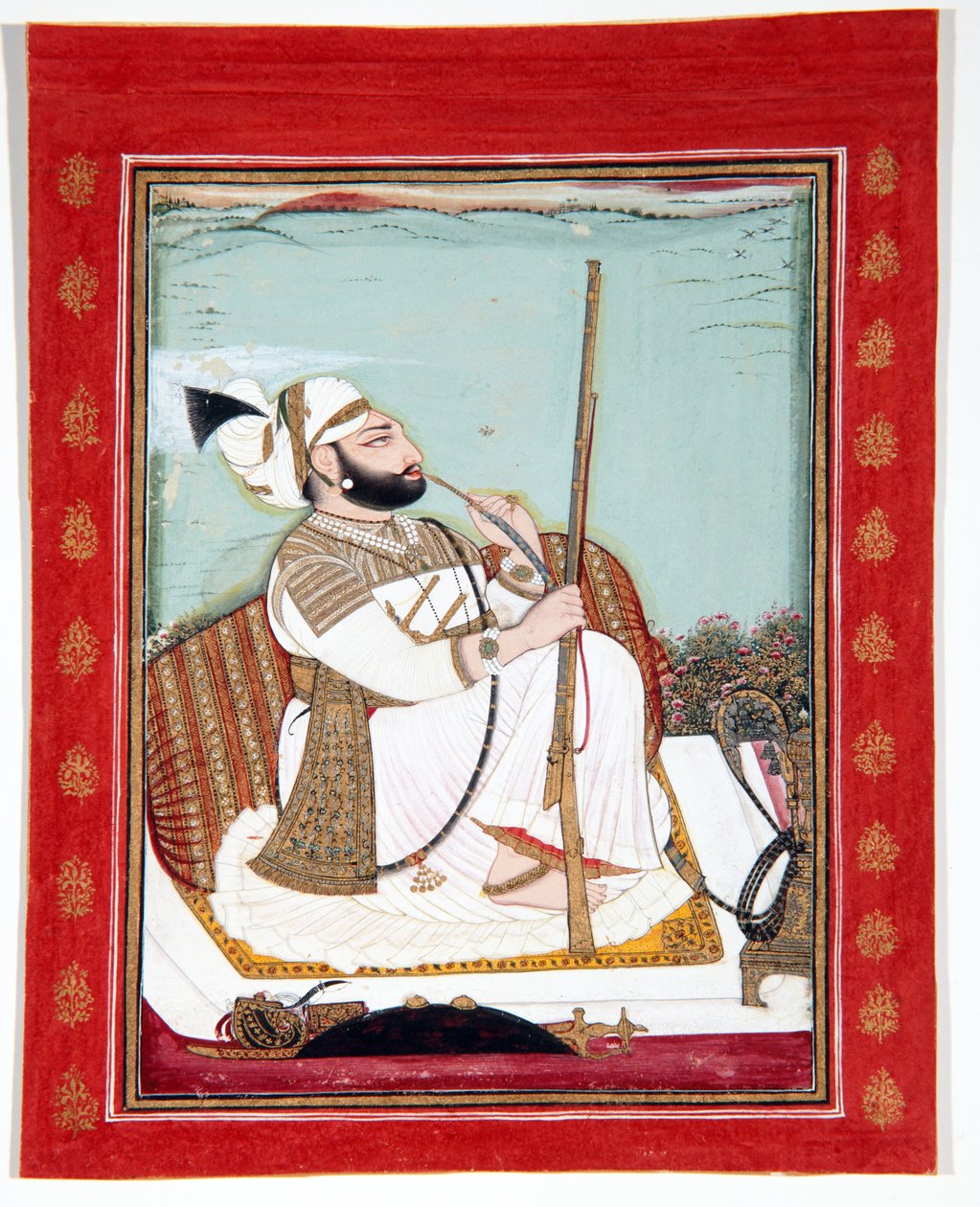 Rawat Gokul Das, 1807 (kağıt üzerinde opak tuvalet ve altın) by Bagta