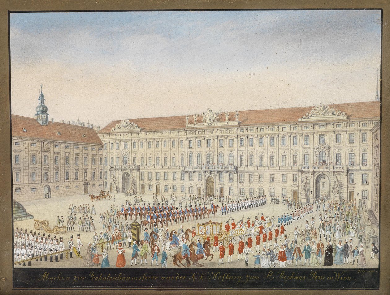 Abgehen zur Fronleichnahmsfeier aus der k. k. Hofburg zum St. Stephansdom in Wien by Balthasar Wigand