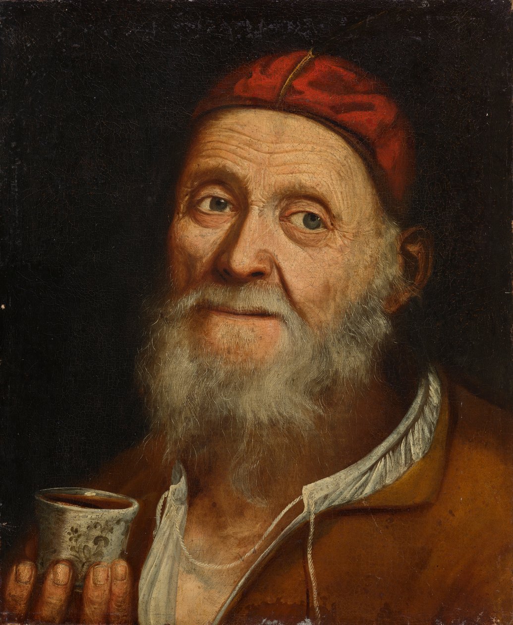 Bir kahve kupa ile yaşlı adam by Balthasar Denner