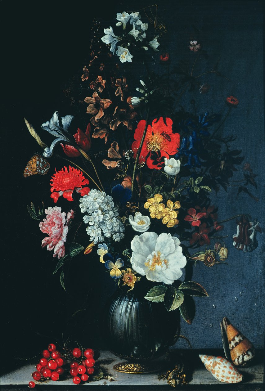 Çiçeklerle Natürmort by Balthasar van der Ast