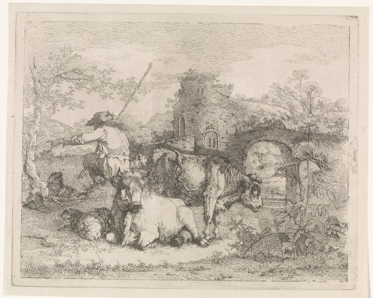 sürüsü ile çoban by Barend Hendrik Thier