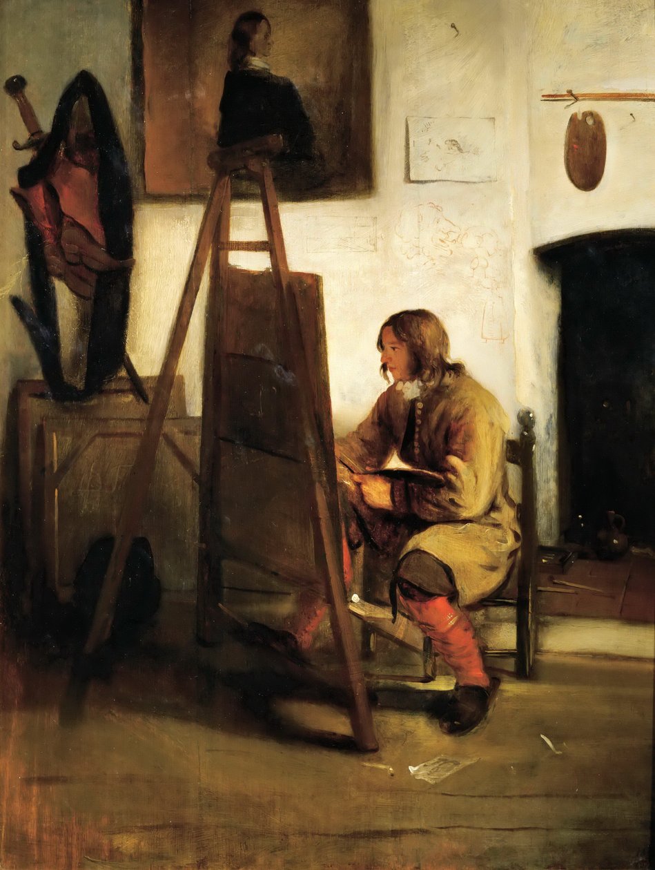 Lnl,Jonge schilder in een atelier by Barent Fabritius