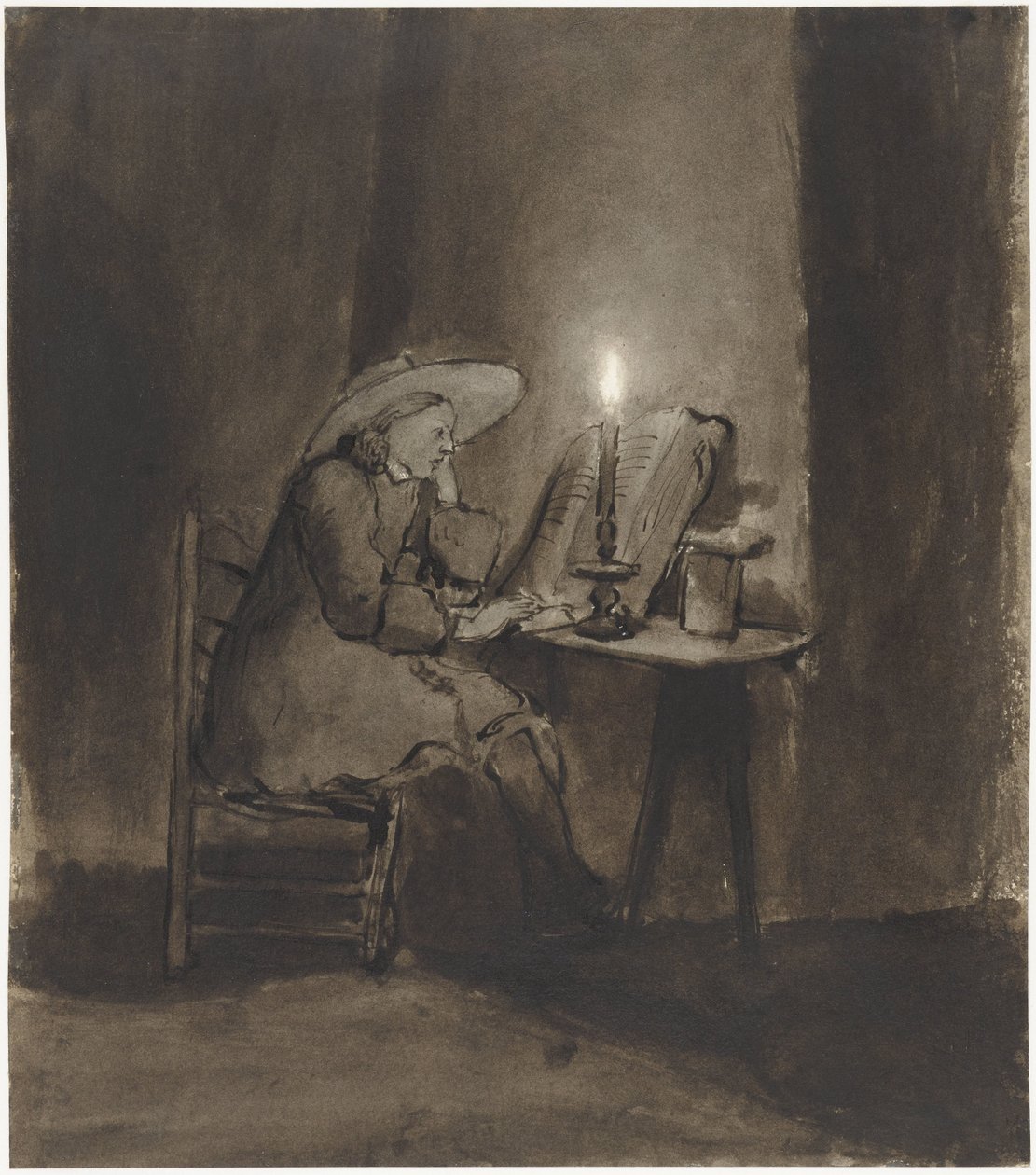 Mum ışığında okuyan çocuk by Barent Fabritius