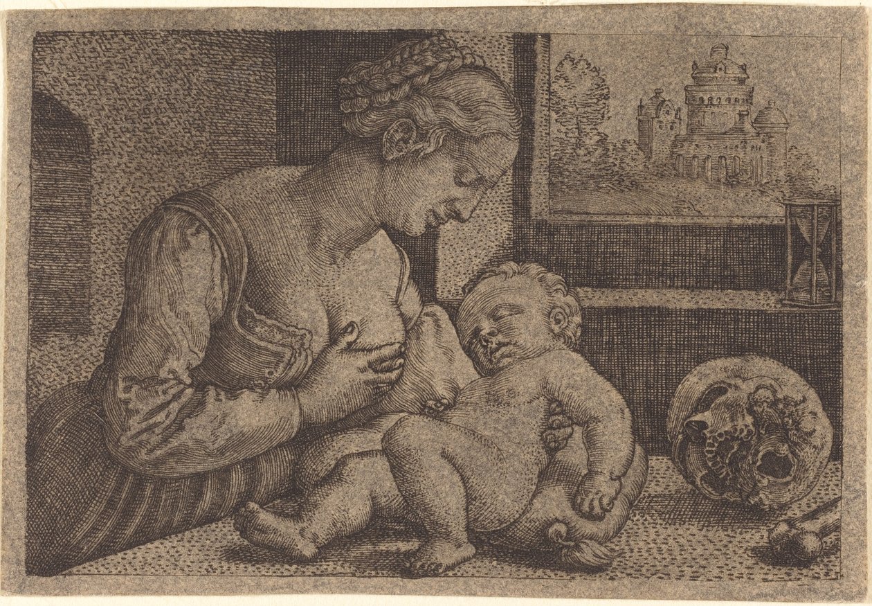Kafatası ile Madonna by Barthel Beham