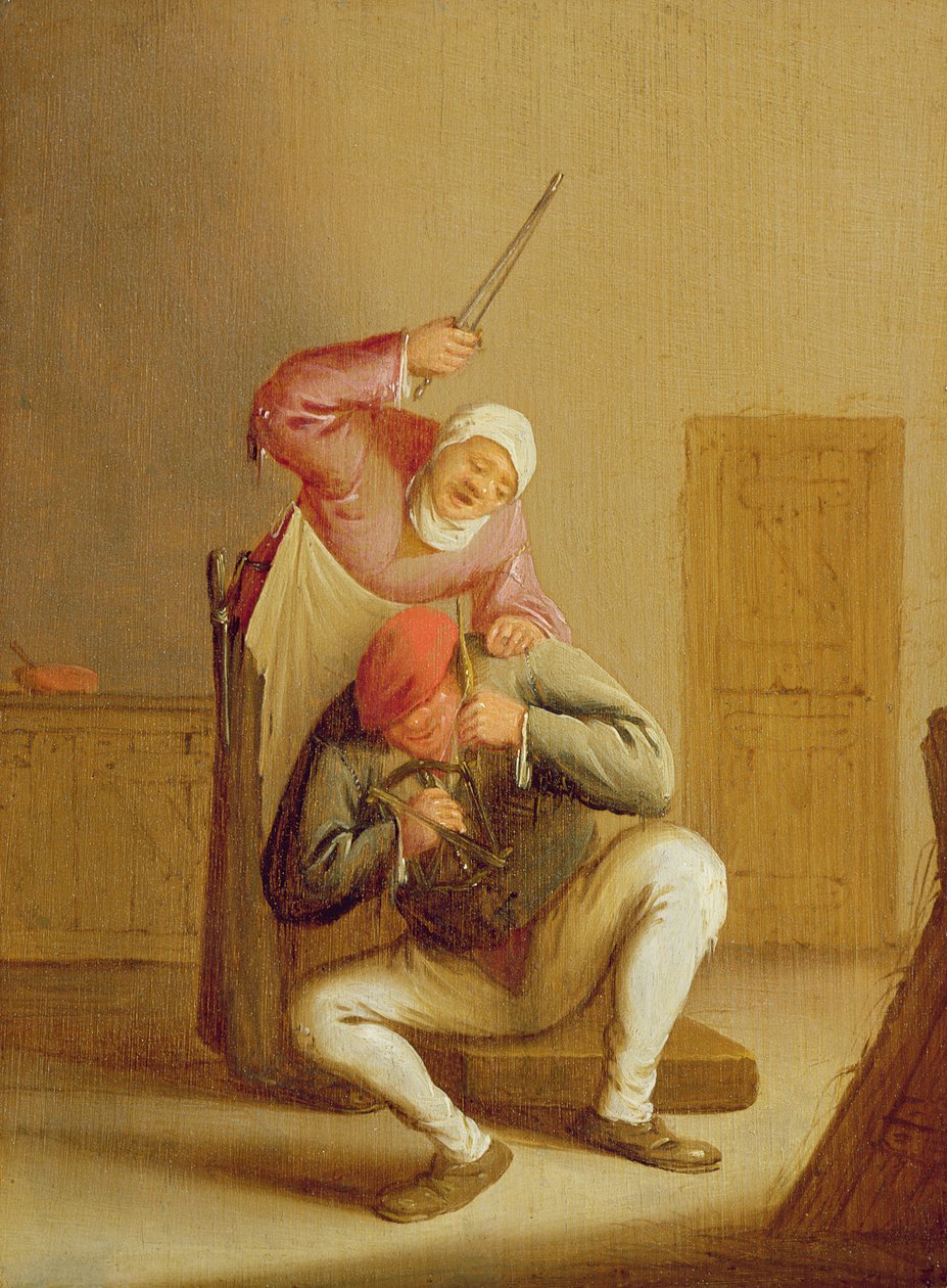 Karısının Kocasını Dövmesi by Bartholomeus Molenaer