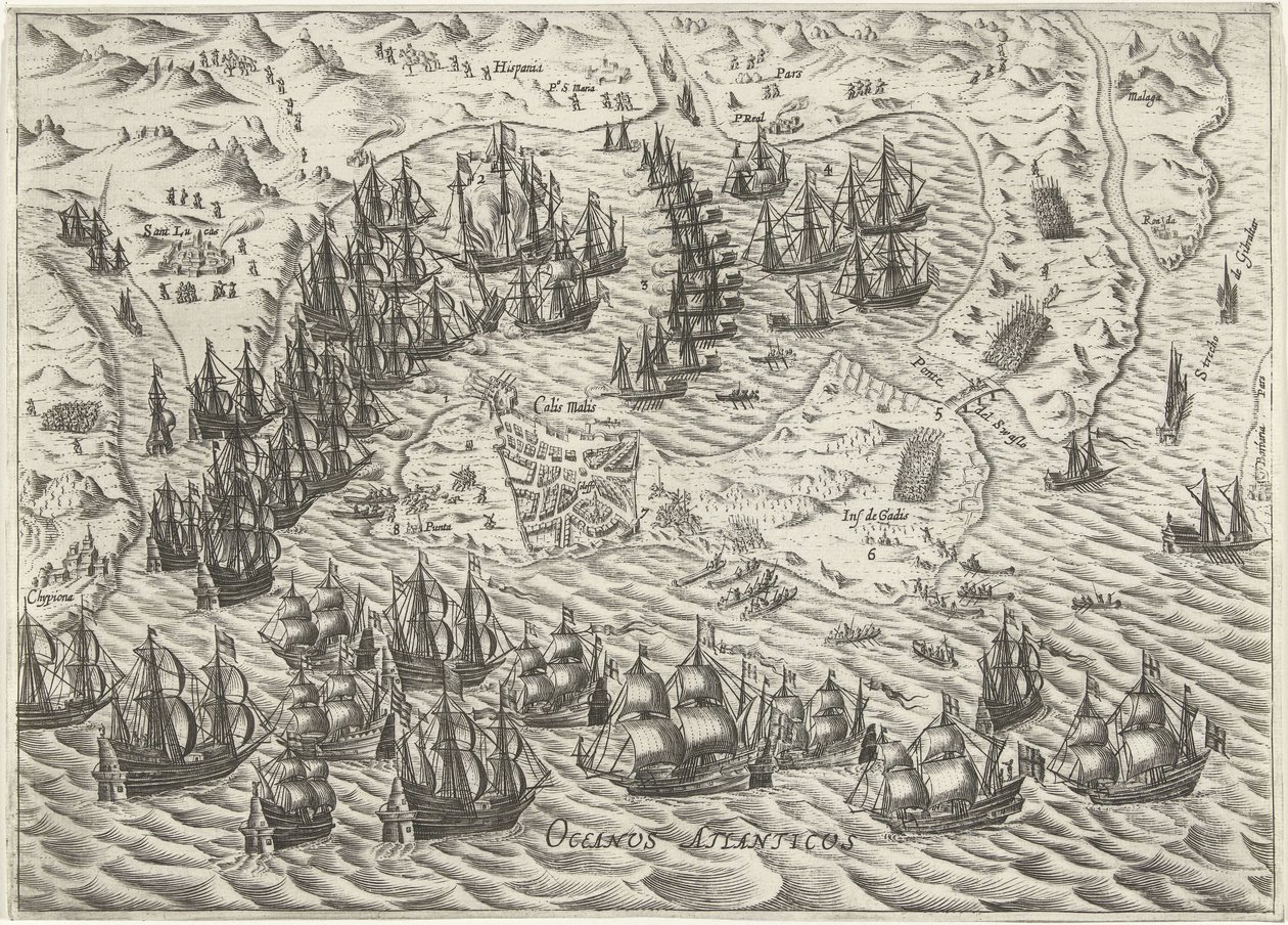 Cadiz Savaşı, 1596 by Bartholomeus Willemsz. Dolendo (attributed to)