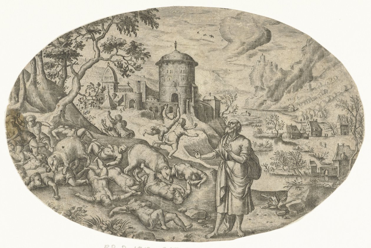 Elişa çocukları lanetler by Bartholomeus Willemsz. Dolendo