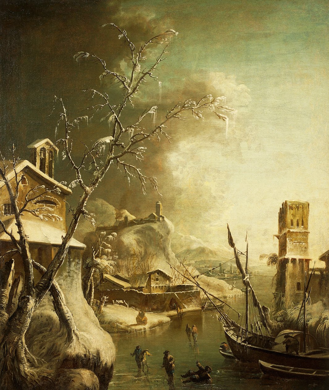 Kış Manzarası, Bartolomeo Pedone (1665-1733), tablo. by Bartolomeo Pedone