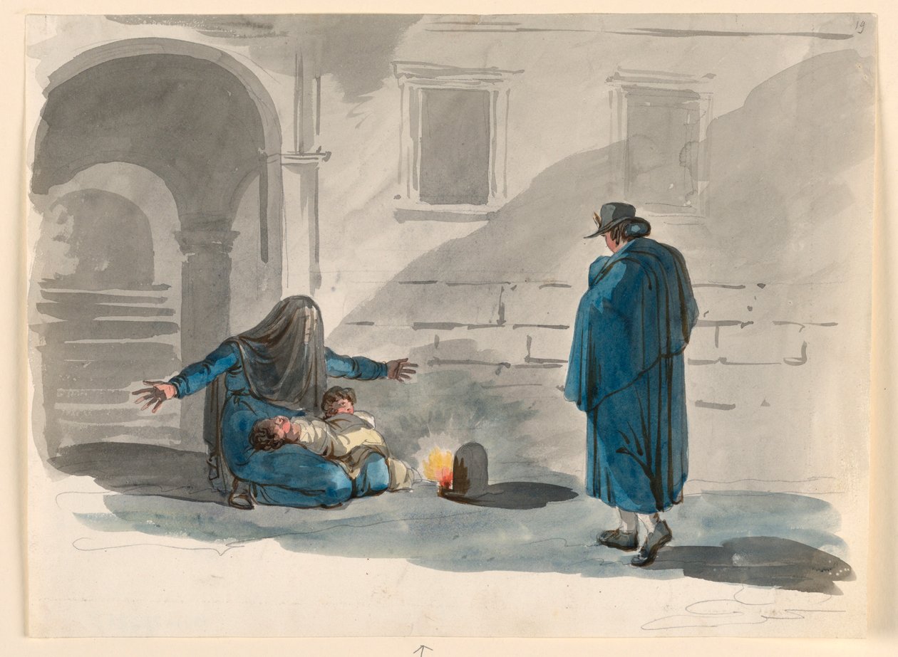Roma'da Yoksul Bir Kadın by Bartolomeo Pinelli