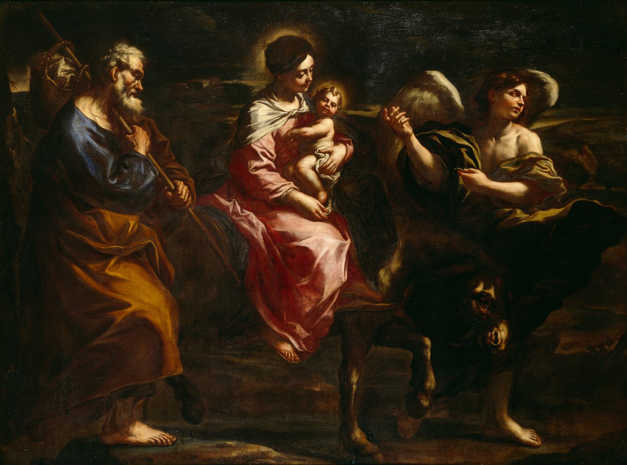 Mısır'a Uçuş (tuval üzerine yağlıboya) by Bartolommeo Biscaino