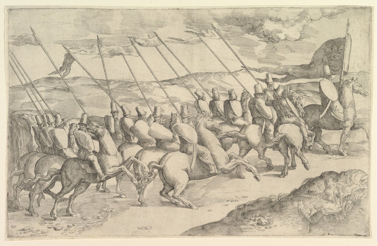 Bir Süvari Şirketi. by Battista Franco Veneziano