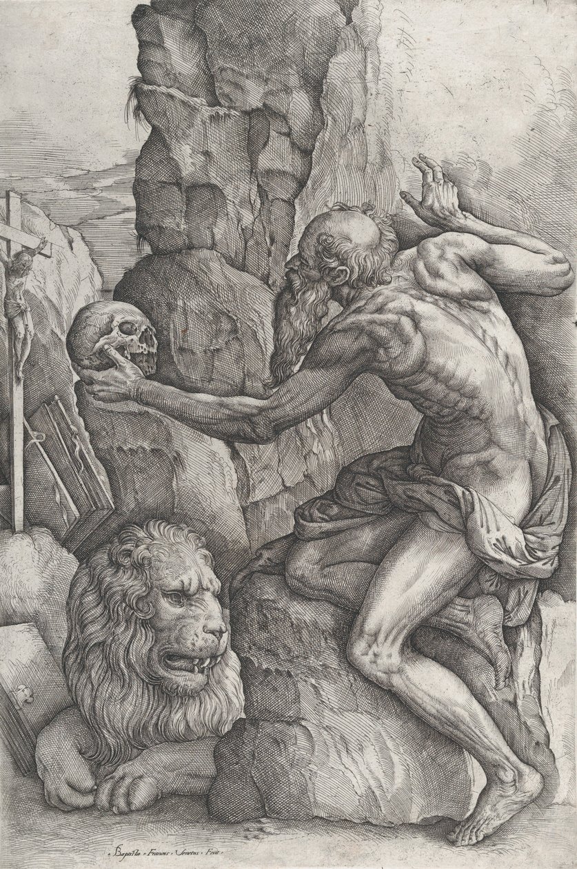 Aziz Jerome, yaklaşık 1550-60. by Battista Franco Veneziano