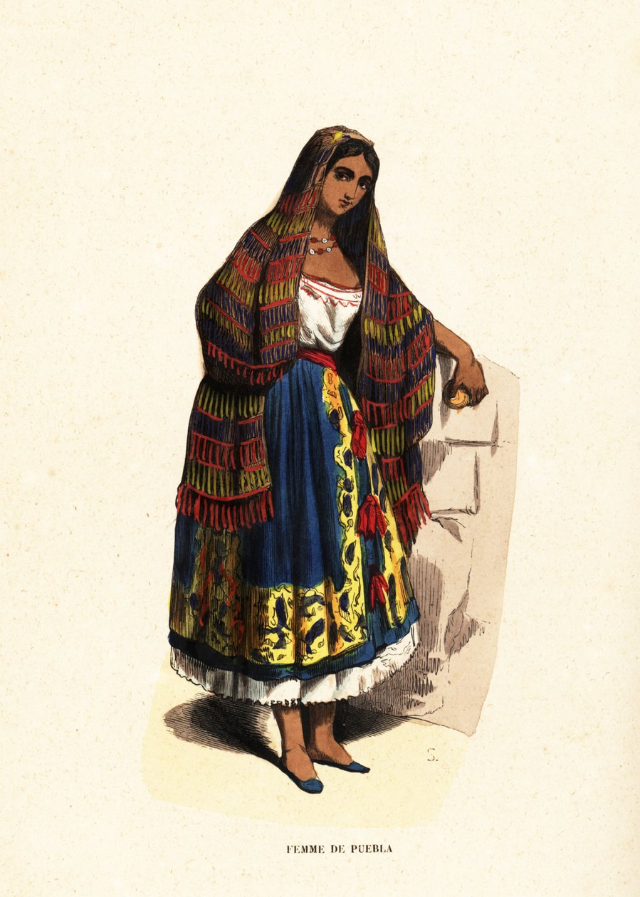 Puebla, Meksika şehrinin kadını by Belgian School