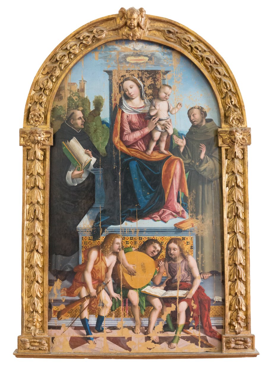 Çocuk, azizler ve melekler ile Madonna by Benedetto Coda
