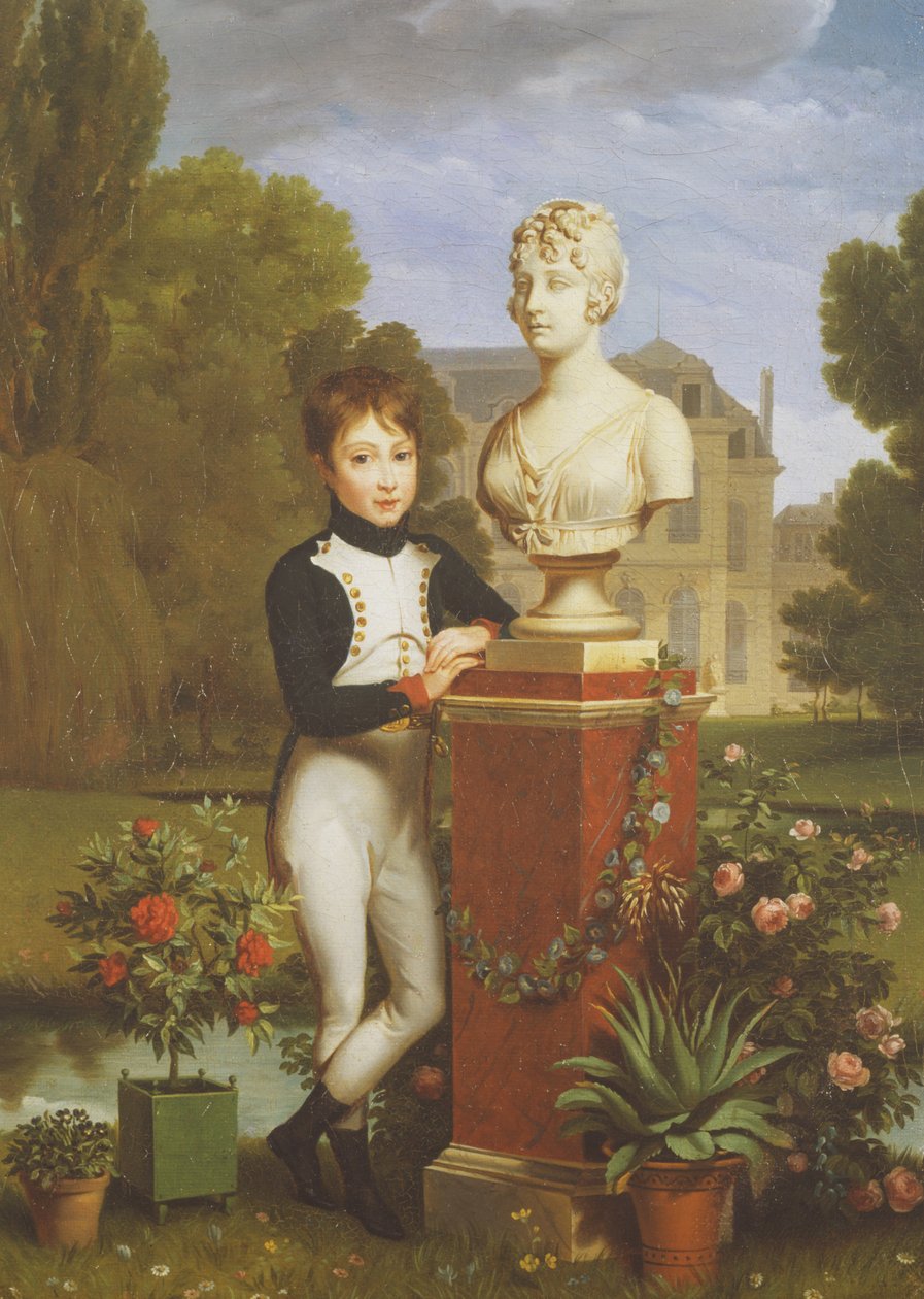 Napolyon Achille Murat annesinin büstüne yaslanmış by Benjamin de Rolland