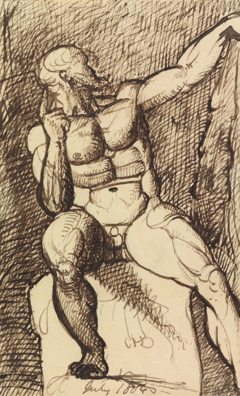 Oturmuş Bir Erkek Çıplak Çalışması by Benjamin Robert Haydon