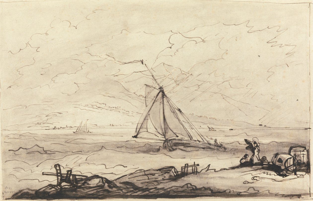 Dağlık Bir Kıyıda Bir Fırtına by Benjamin West