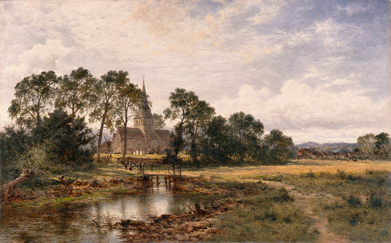 Shere Kilisesi, Surrey by Benjamin Williams Leader