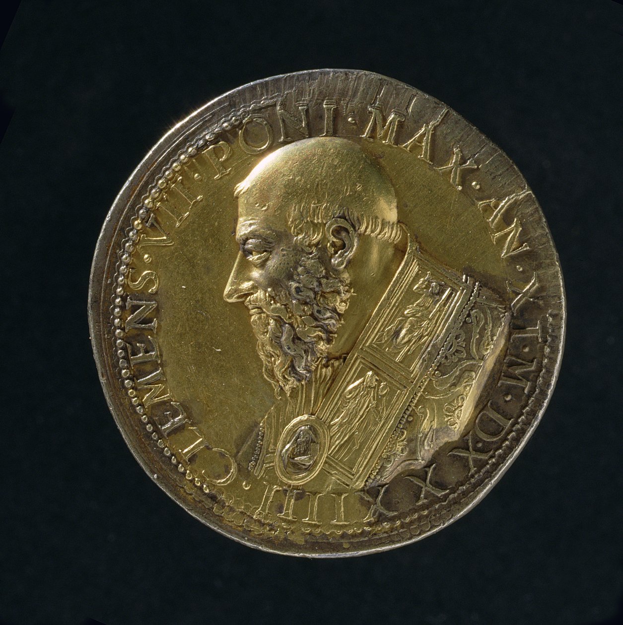 Clement VII (1523-34) 1533 (bronz) portre madalyası (rekto için bkz. 108639) by Benvenuto Cellini